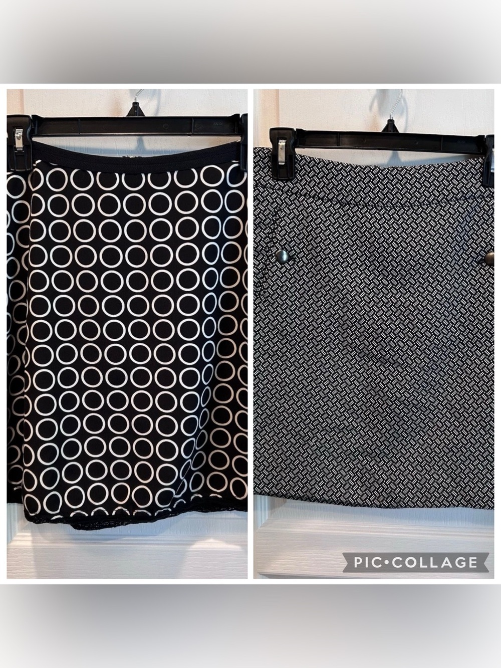 Lot of 2 Black & White Mini Skirt Size 4 Loft Tweed/Limited Circles Zip Up